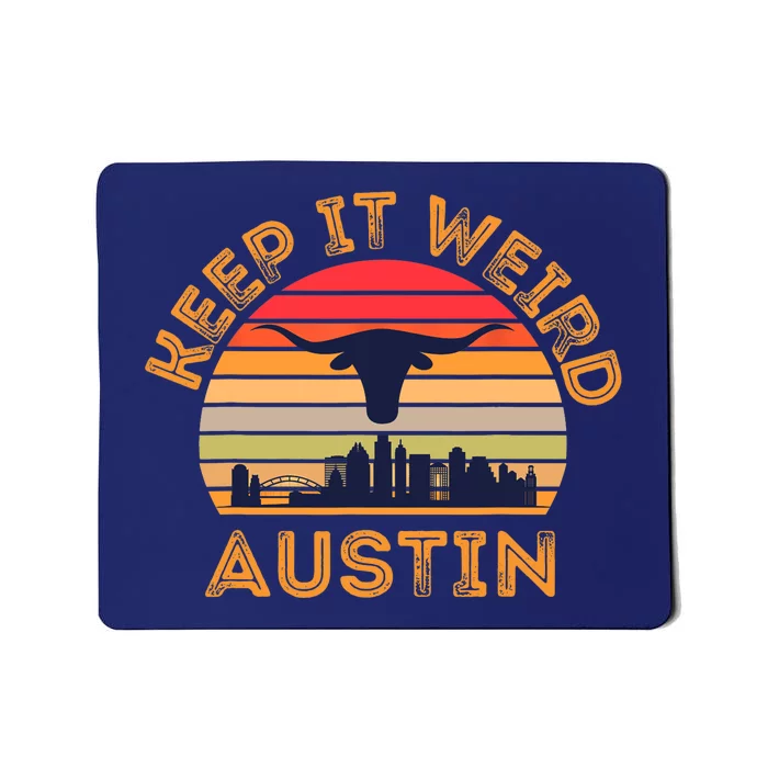 Austin, Texas Keep It Weird Longhorn Sunset Mousepad