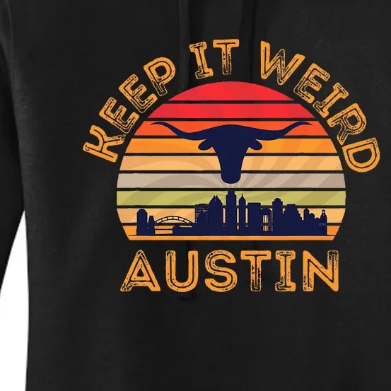 Austin Texas Keep It Weird Longhorn Sunset Women's Pullover Hoodie