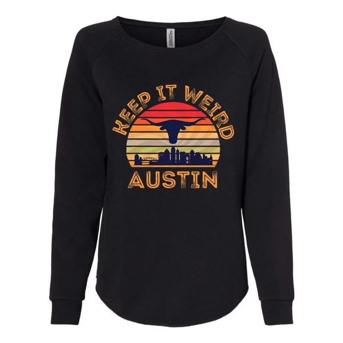 Austin Texas Keep It Weird Longhorn Sunset Womens California Wash Sweatshirt