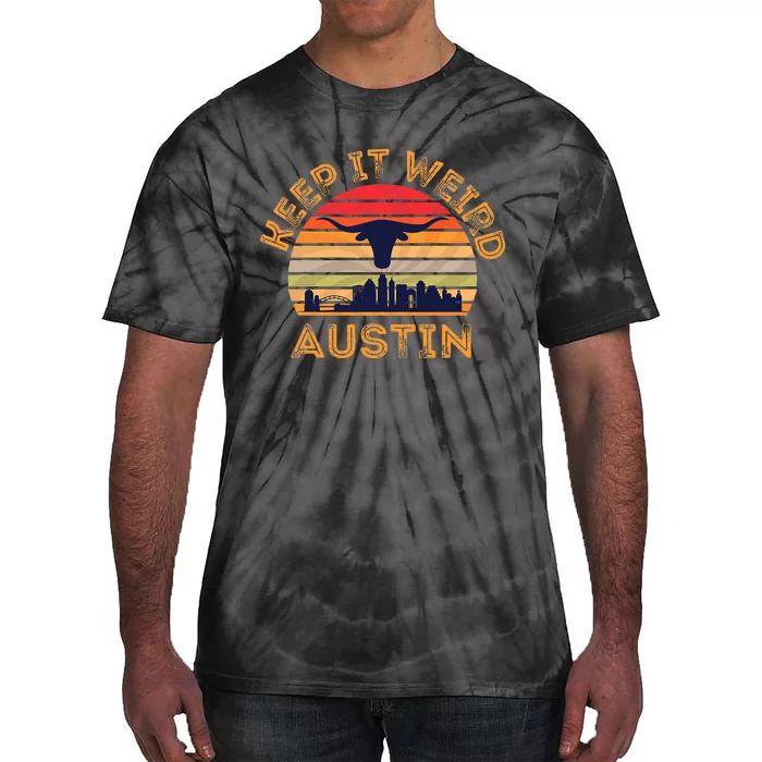 Austin Texas Keep It Weird Longhorn Sunset Tie-Dye T-Shirt