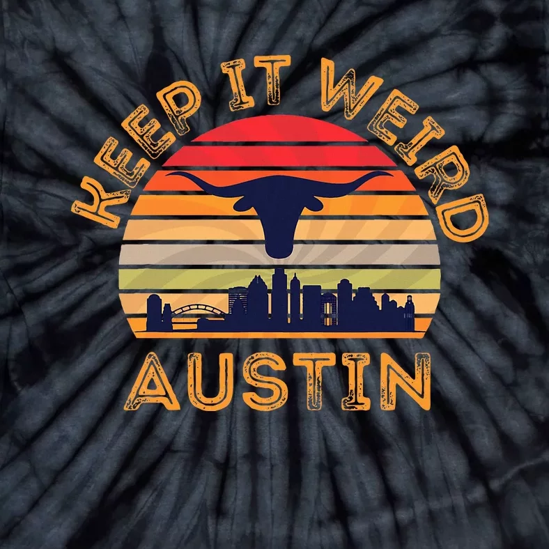 Austin Texas Keep It Weird Longhorn Sunset Tie-Dye T-Shirt