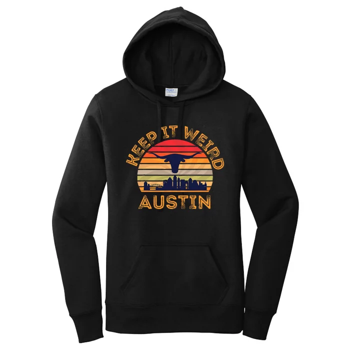 Austin Texas Keep It Weird Longhorn Sunset Women's Pullover Hoodie