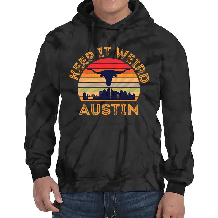 Austin Texas Keep It Weird Longhorn Sunset Tie Dye Hoodie