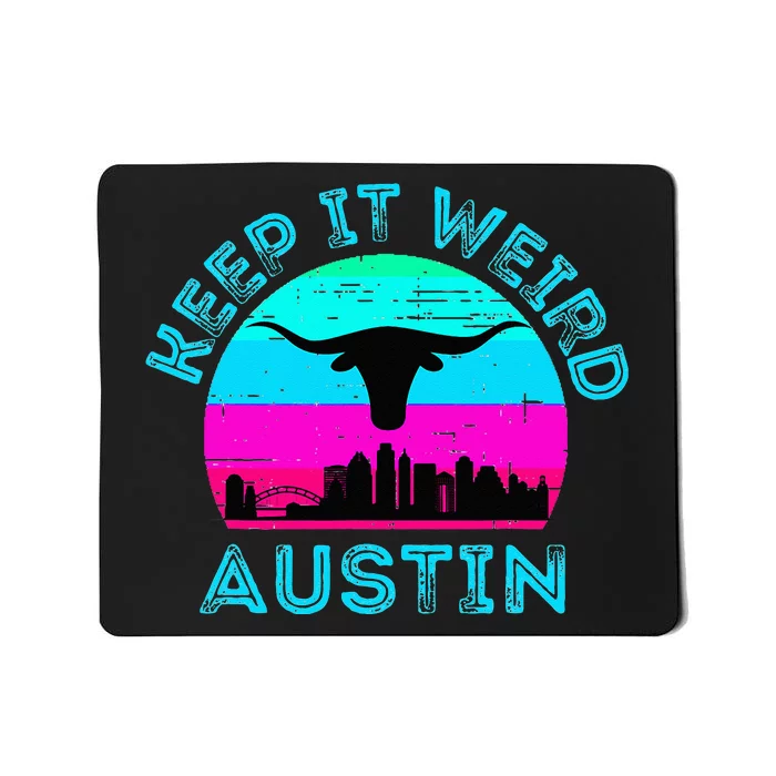 Austin Texas Keep It Weird Longhorn Sunset Gift Mousepad