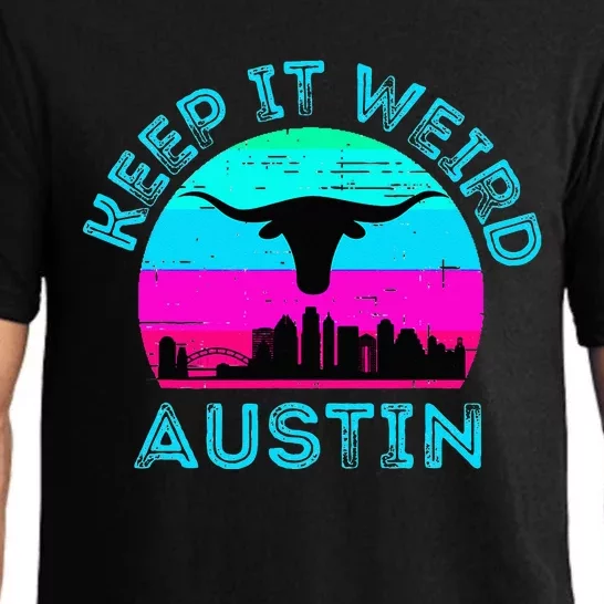 Austin Texas Keep It Weird Longhorn Sunset Gift Pajama Set