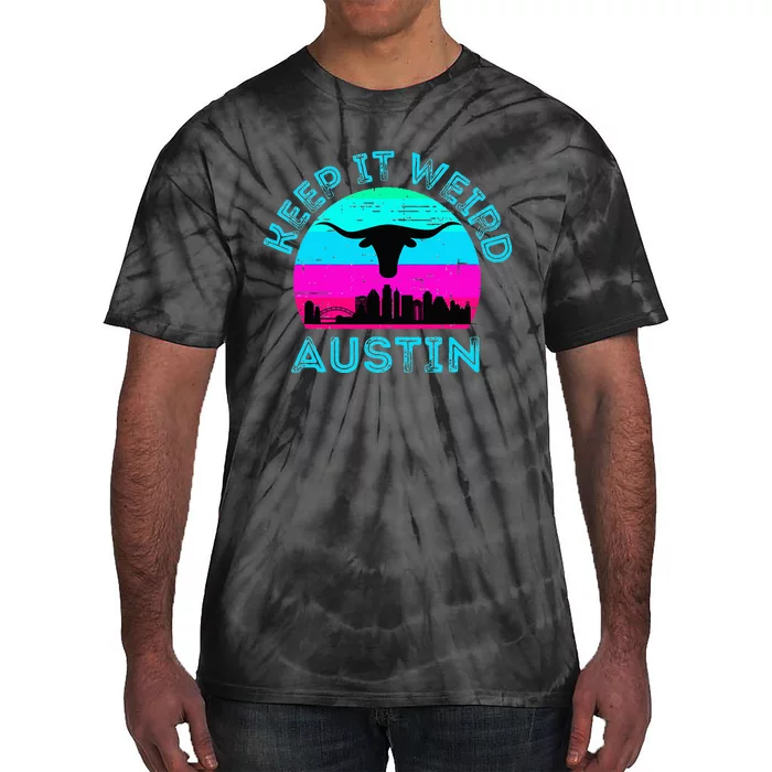 Austin Texas Keep It Weird Longhorn Sunset Gift Tie-Dye T-Shirt