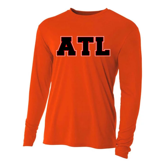 ATL Atlanta, Georgia College Letters Football Fan Block Letters Cooling Performance Long Sleeve Crew