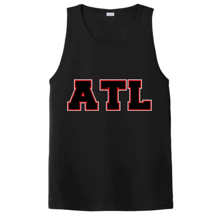 ATL Atlanta, Georgia College Letters Football Fan Block Letters Performance Tank