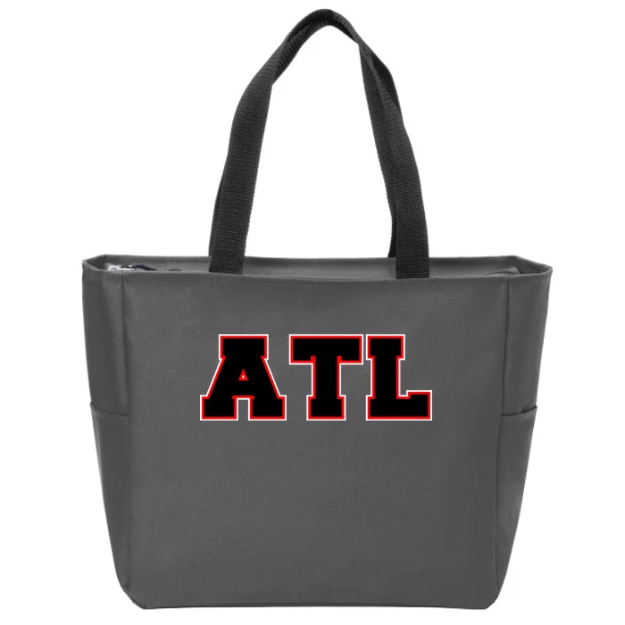 ATL Atlanta, Georgia College Letters Football Fan Block Letters Zip Tote Bag