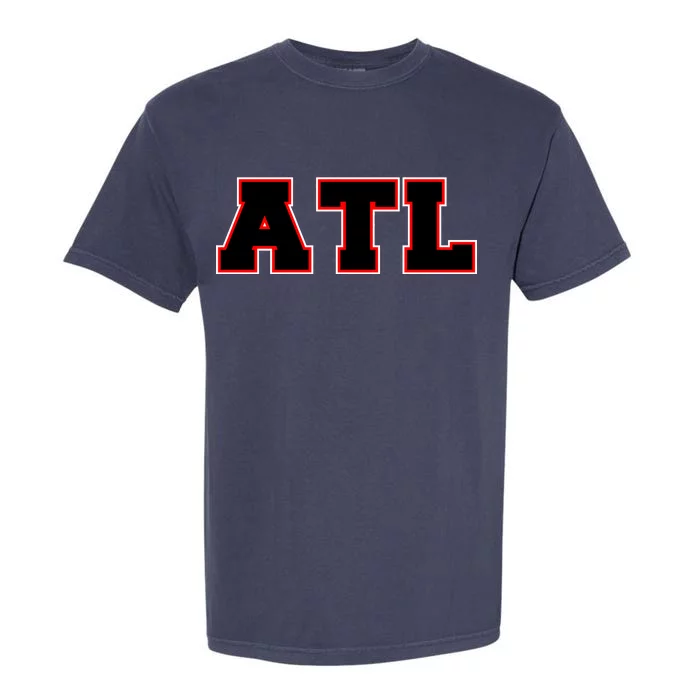 ATL Atlanta, Georgia College Letters Football Fan Block Letters Garment-Dyed Heavyweight T-Shirt