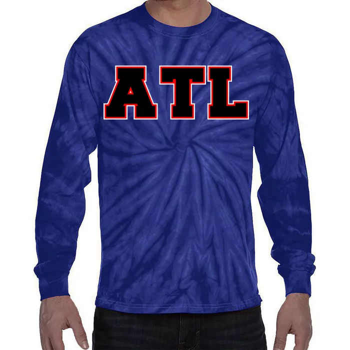 ATL Atlanta, Georgia College Letters Football Fan Block Letters Tie-Dye Long Sleeve Shirt