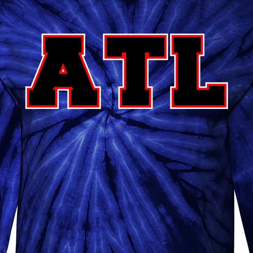 ATL Atlanta, Georgia College Letters Football Fan Block Letters Tie-Dye Long Sleeve Shirt