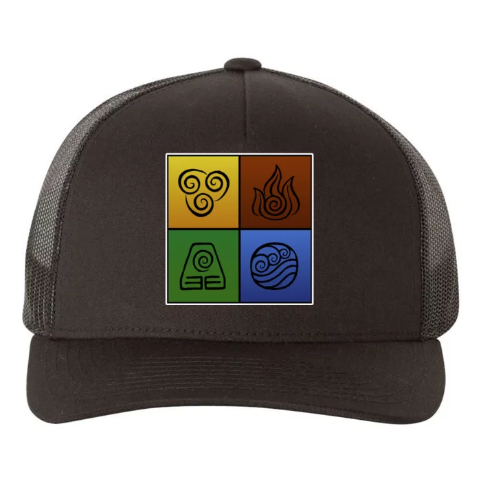 ATL Nation Air Bending Symbols Fire Earth Water Yupoong Adult 5-Panel Trucker Hat