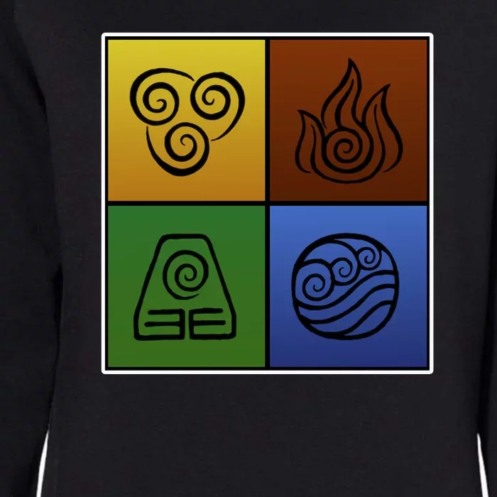 ATL Nation Air Bending Symbols Fire Earth Water Womens California Wash Sweatshirt