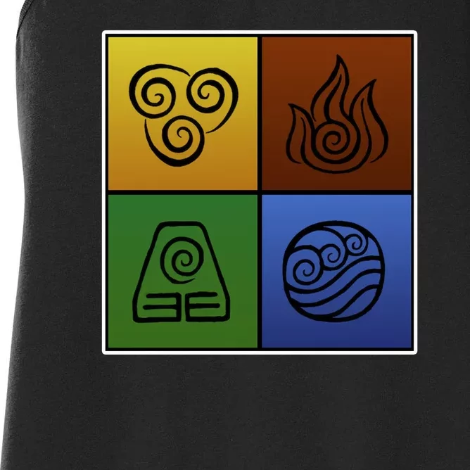 ATL Nation Air Bending Symbols Fire Earth Water Women's Racerback Tank