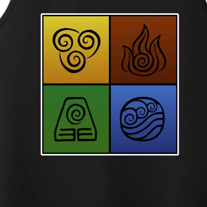 ATL Nation Air Bending Symbols Fire Earth Water Performance Tank