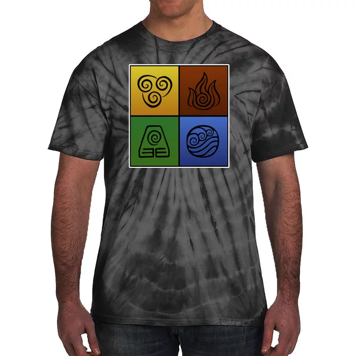 ATL Nation Air Bending Symbols Fire Earth Water Tie-Dye T-Shirt