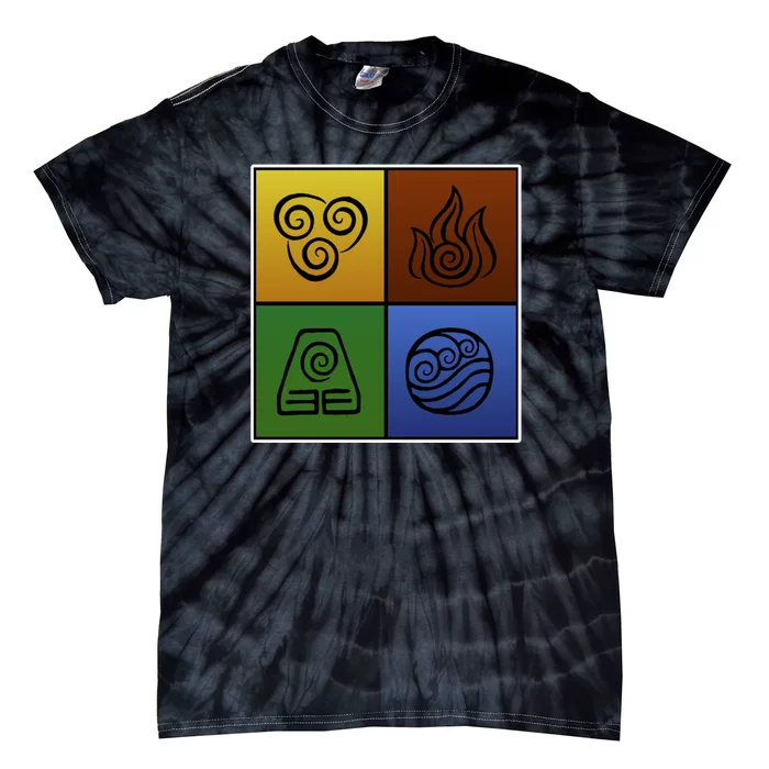 ATL Nation Air Bending Symbols Fire Earth Water Tie-Dye T-Shirt