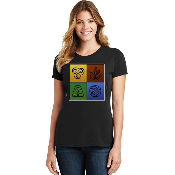 ATL Nation Air Bending Symbols Fire Earth Water Women's T-Shirt