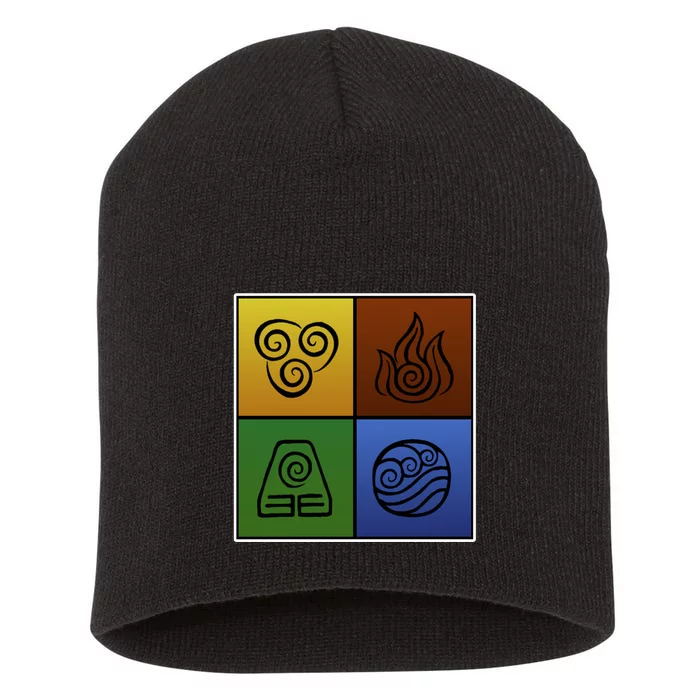 ATL Nation Air Bending Symbols Fire Earth Water Short Acrylic Beanie