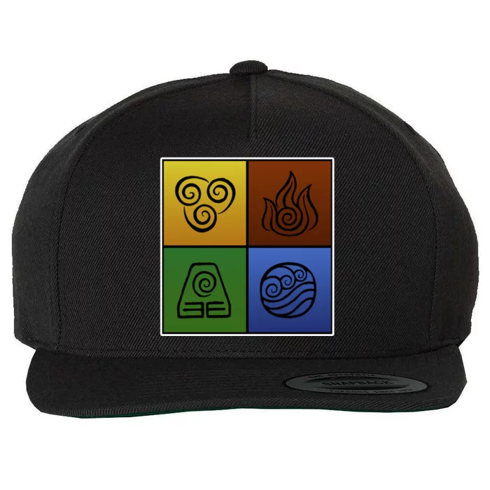 ATL Nation Air Bending Symbols Fire Earth Water Wool Snapback Cap