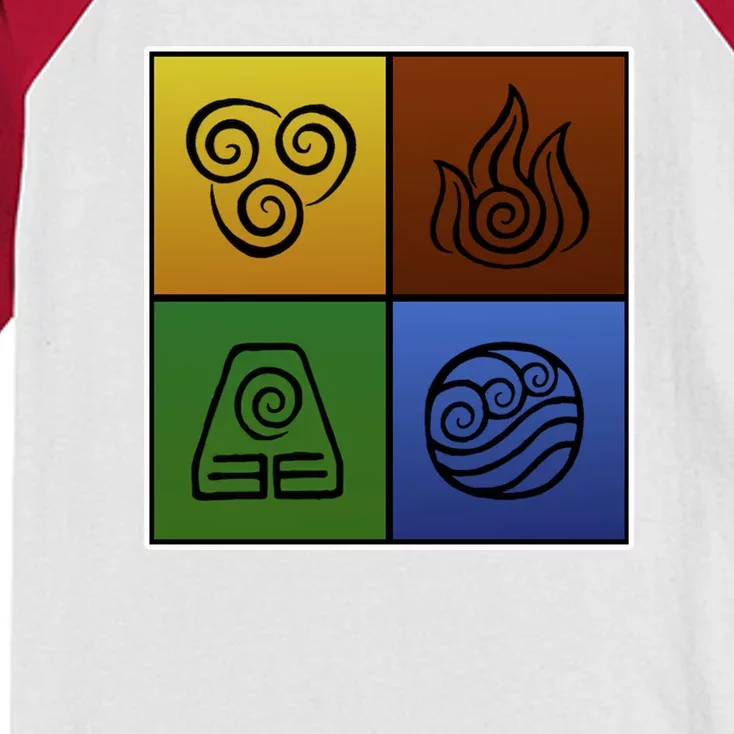 ATL Nation Air Bending Symbols Fire Earth Water Kids Colorblock Raglan Jersey