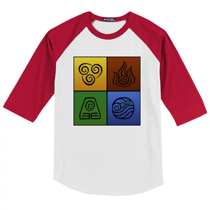 ATL Nation Air Bending Symbols Fire Earth Water Kids Colorblock Raglan Jersey