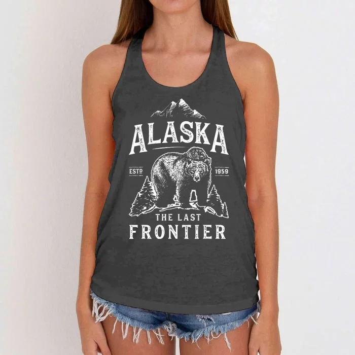 Alaska The Last Frontier Bear Home Women's Knotted Racerback Tank