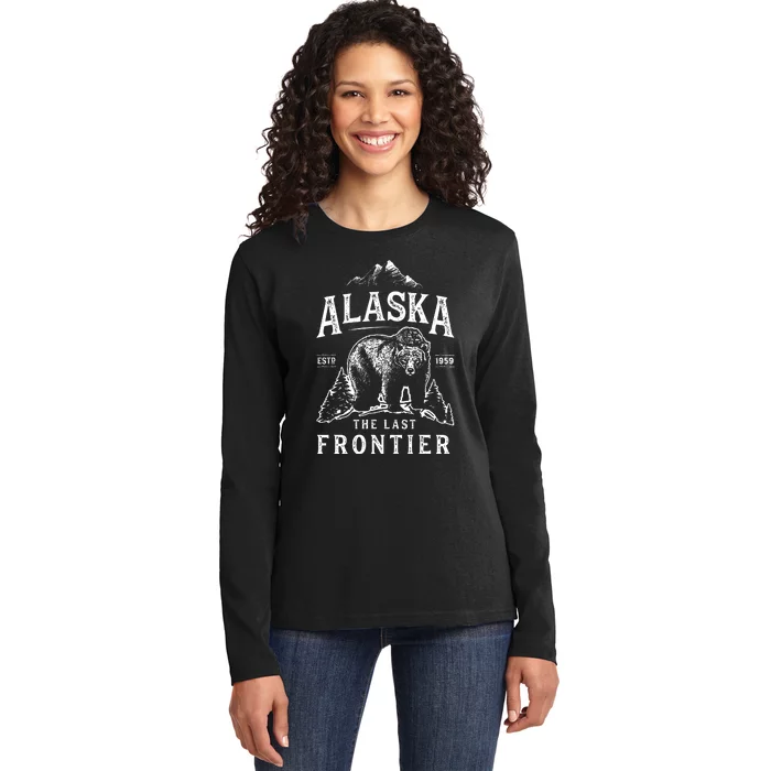 Alaska The Last Frontier Bear Home Ladies Long Sleeve Shirt