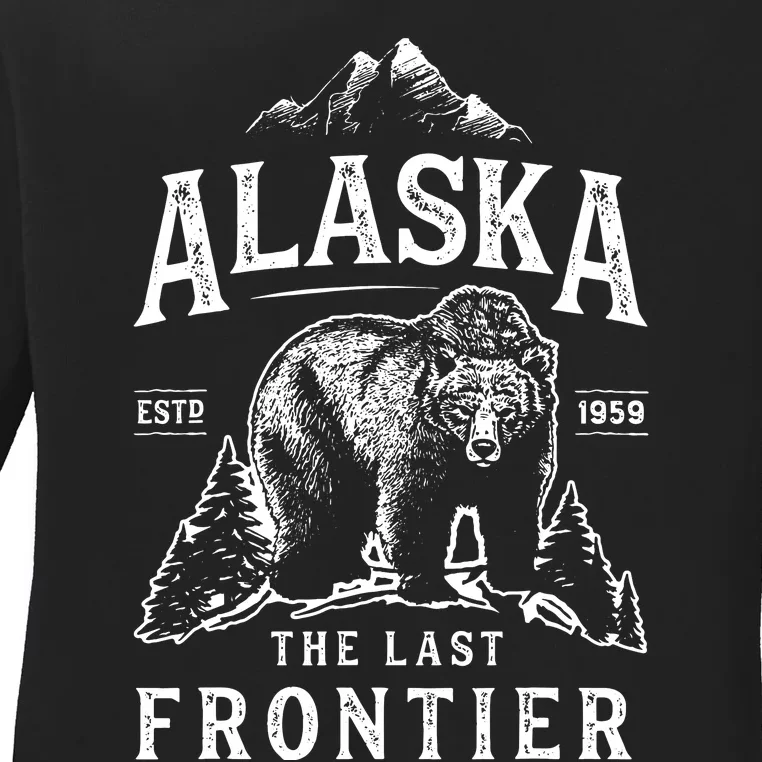 Alaska The Last Frontier Bear Home Ladies Long Sleeve Shirt