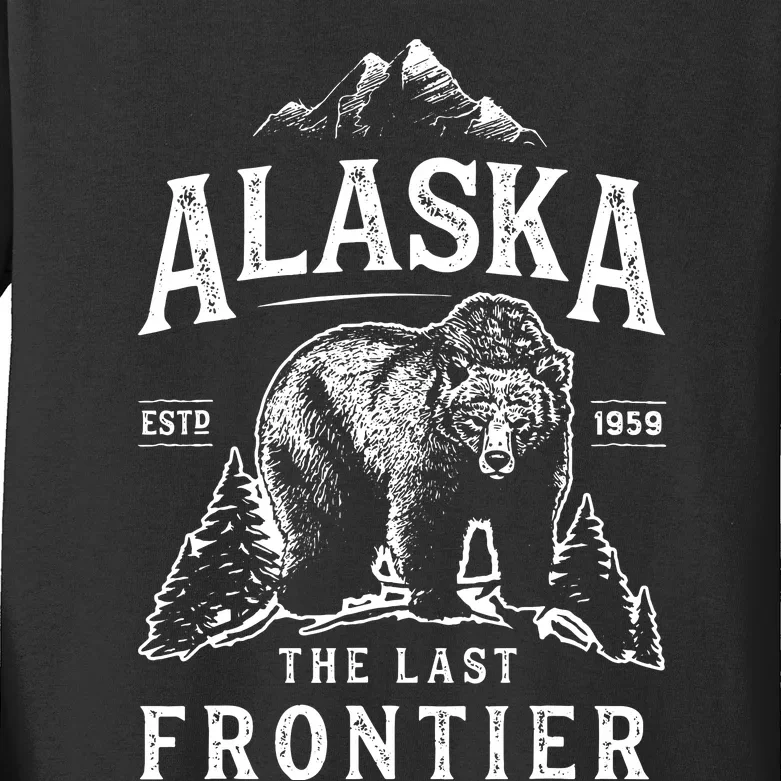 Alaska The Last Frontier Bear Home Kids Long Sleeve Shirt