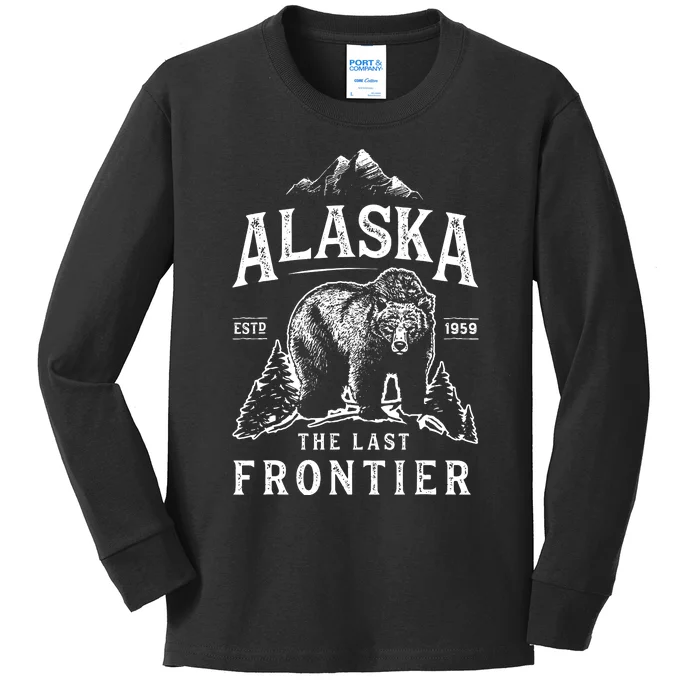 Alaska The Last Frontier Bear Home Kids Long Sleeve Shirt