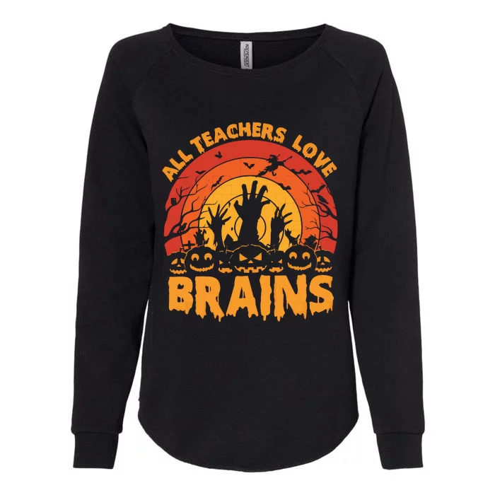 All Teacher Love Brains Halloween Teacher Womens California Wash Sweatshirt