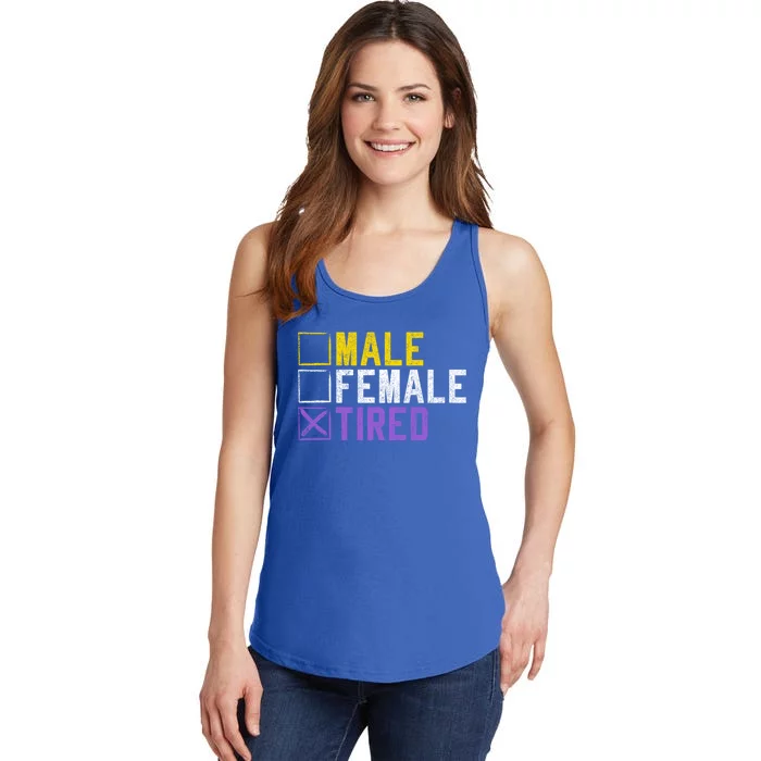 Asexual Transexual Lgbt Pride Gift Tired Non Binary Gift Ladies Essential Tank