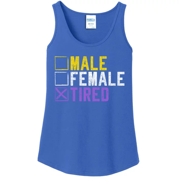 Asexual Transexual Lgbt Pride Gift Tired Non Binary Gift Ladies Essential Tank