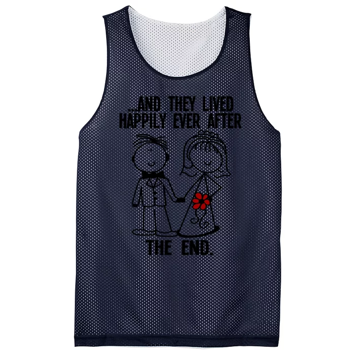 And They Lived Happily Ever After The End Funny Marriage Gift Mesh Reversible Basketball Jersey Tank