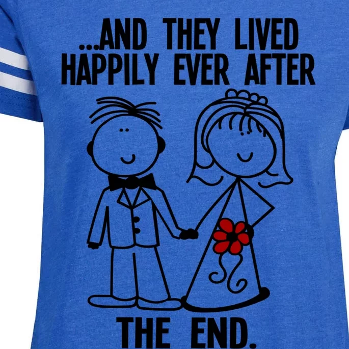 And They Lived Happily Ever After The End Funny Marriage Gift Enza Ladies Jersey Football T-Shirt