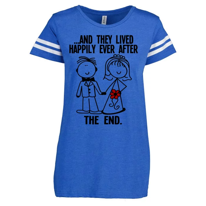 And They Lived Happily Ever After The End Funny Marriage Gift Enza Ladies Jersey Football T-Shirt