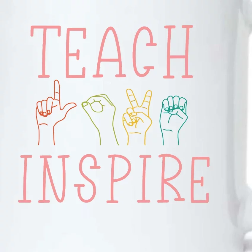 ASL Teach Love Inspire Sign Language Teacher Gift Black Color Changing Mug