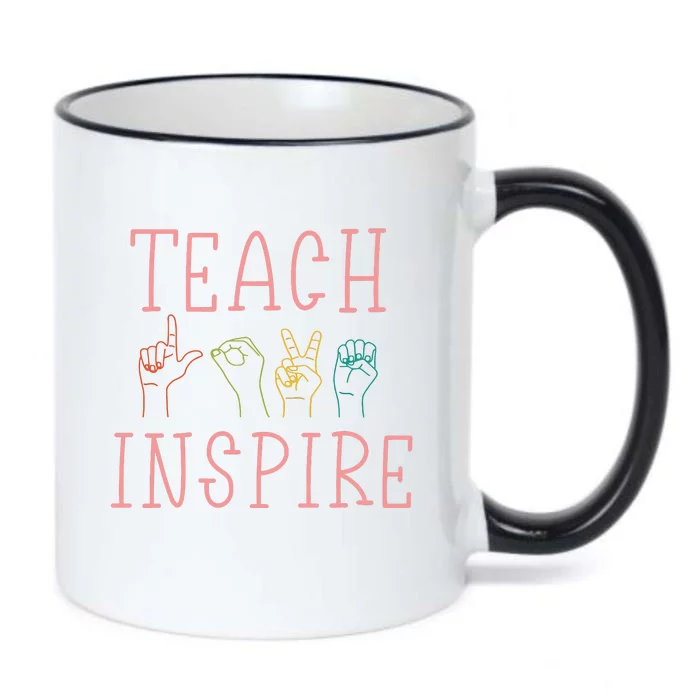 ASL Teach Love Inspire Sign Language Teacher Gift Black Color Changing Mug