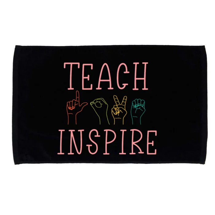 ASL Teach Love Inspire Sign Language Teacher Gift Microfiber Hand Towel