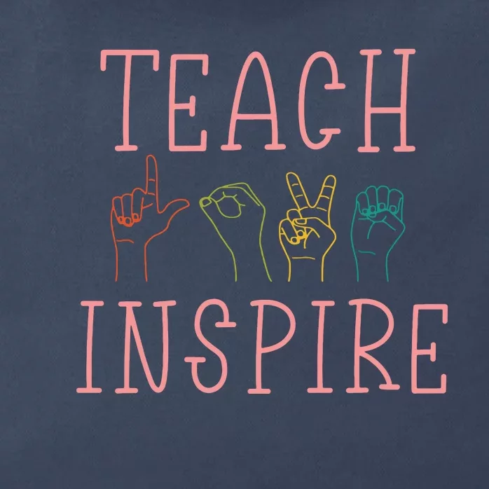 ASL Teach Love Inspire Sign Language Teacher Gift Zip Tote Bag