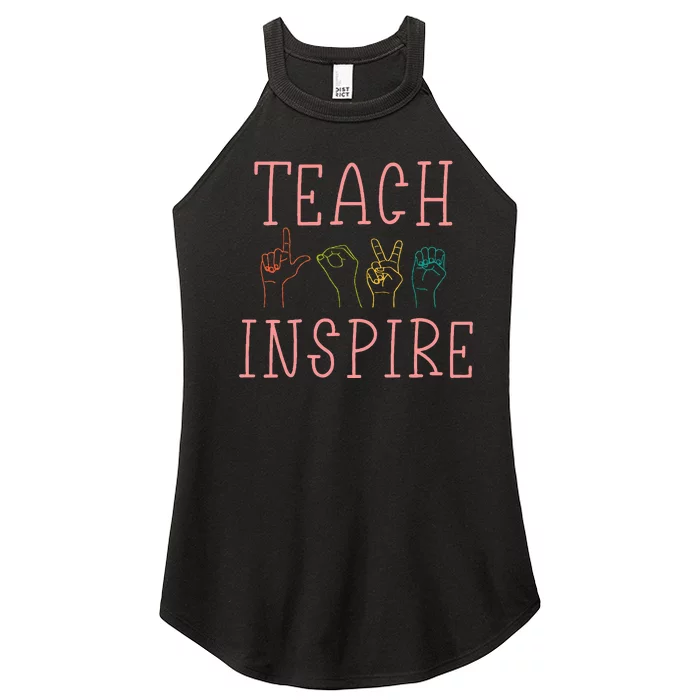 Asl Teach Love Inspire Sign Language Teacher Women’s Perfect Tri Rocker Tank