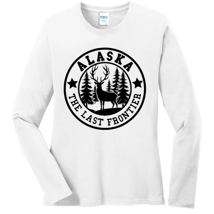 Alaska The Last Frontier Outdoors Throwback Design Classic Style Ladies Long Sleeve Shirt