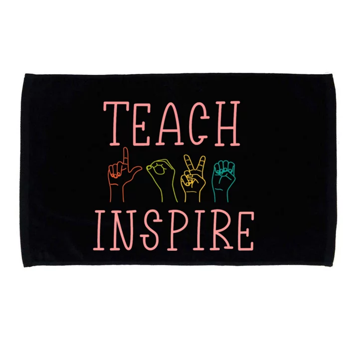 ASL Teach Love Inspire - Sign Language Teacher Gift Microfiber Hand Towel