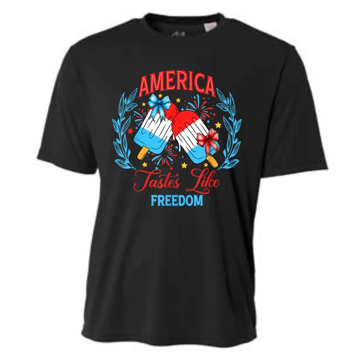 America Tastes Like Freedom 4th Of July Cooling Performance Crew T-Shirt