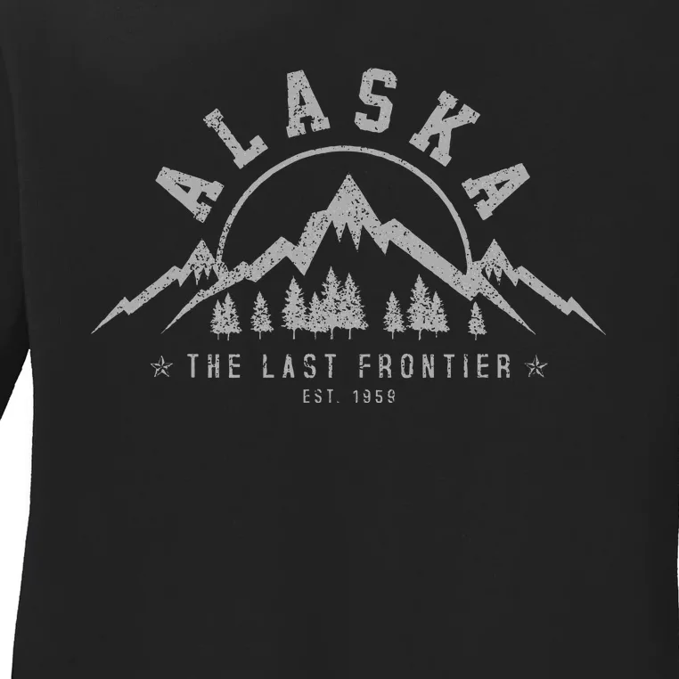 Alaska The Last Frontier Est. 1959 Mountains Nature Ladies Long Sleeve Shirt