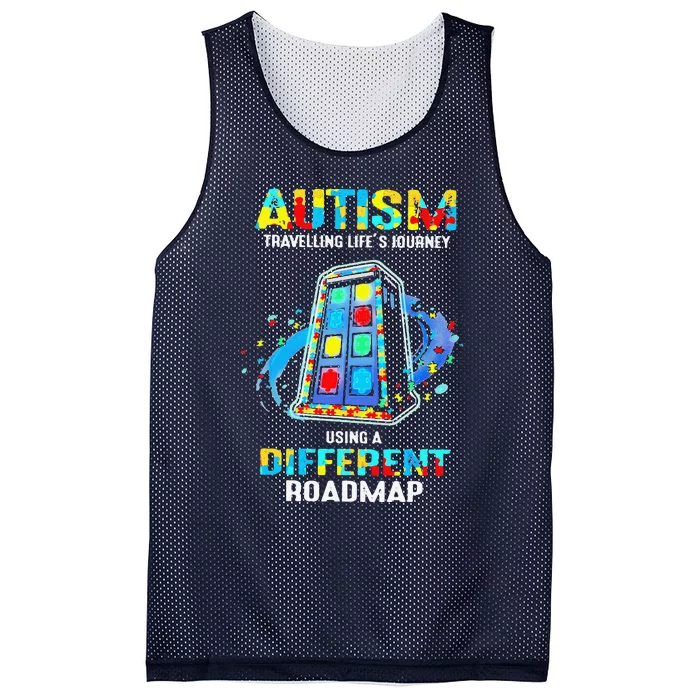 Autism Travelling Life's Journey Using A Diffrent Roadmap Mesh Reversible Basketball Jersey Tank