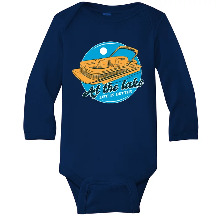 At The Lake Life Is Better Pontoon Baby Long Sleeve Bodysuit