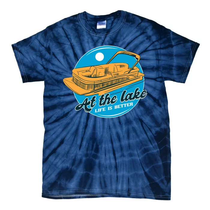 At The Lake Life Is Better Pontoon Tie-Dye T-Shirt